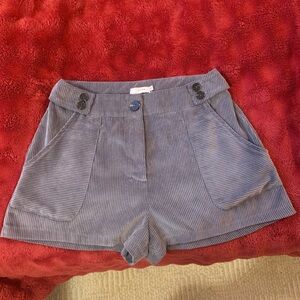 Lush High Waist Blue Corduroy Shorts